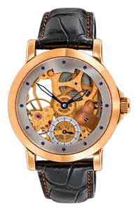 Mechanische Skelettuhr in Roségold mit offenem Uhrwerk