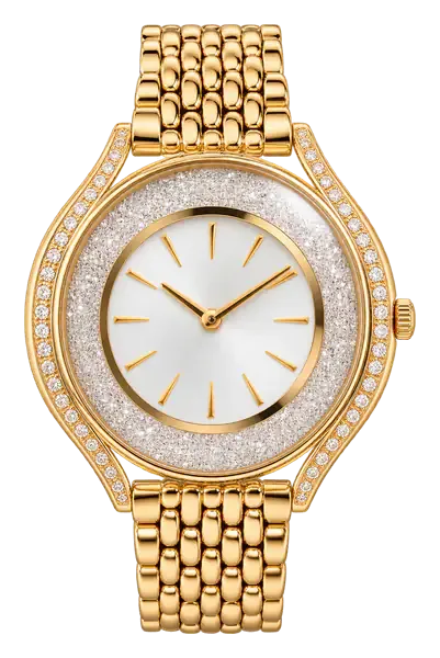 Goldene Damenuhr mit Diamantbesatz